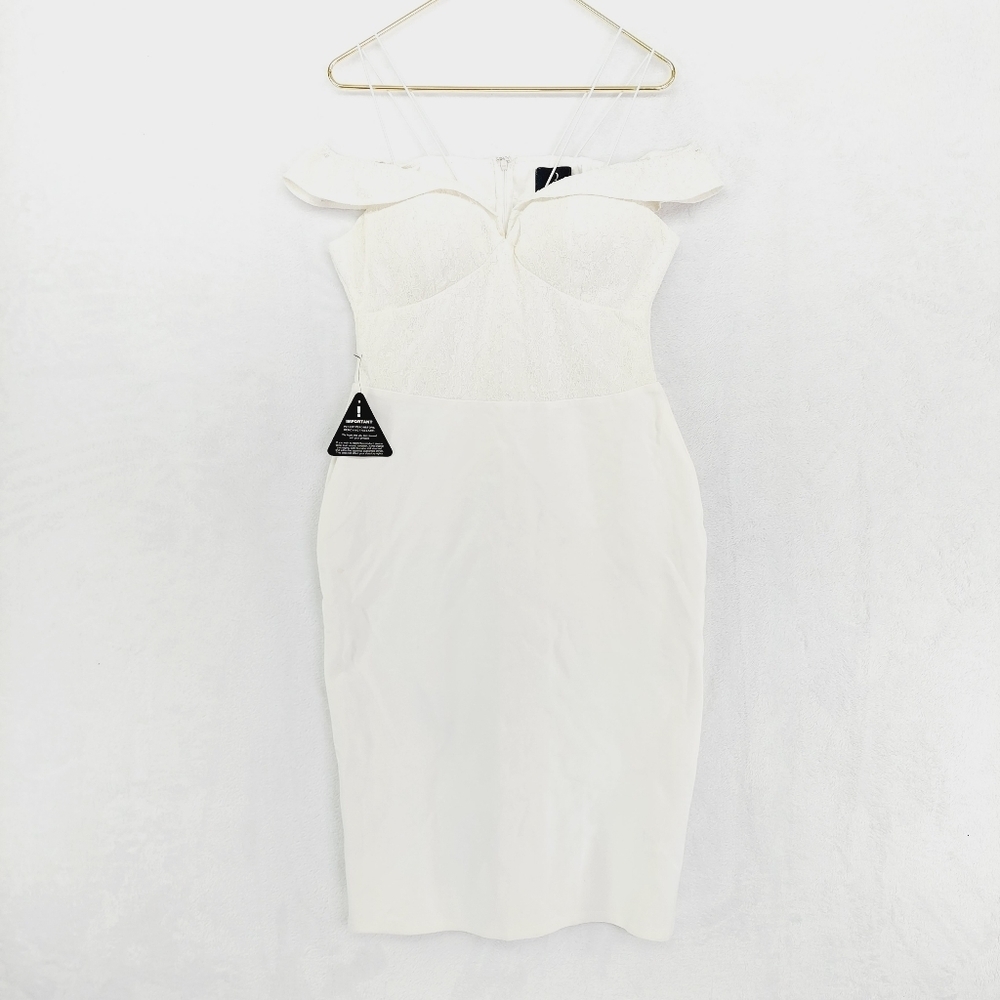 New Rare London Limited Edition Slim straps Off Shoulder White Mini Dress P1240